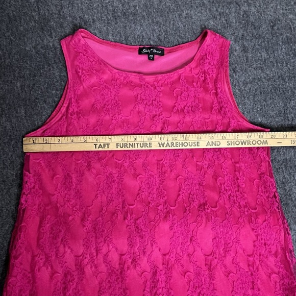 Slinky Brand Hot Pink Sleeveless Lace Tank Top Lined Womens Large Office Siren - Picture 5 of 8